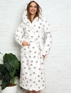 Dámsky župan 3013 biely so srdiečkami - CoCoon