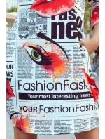 SOPHIE - Pohodlné dámske oversize šaty s novinovým vzorom 281-1 SOPHIE - Pohodlné dámske oversize šaty s novinovým vzorom 281-1