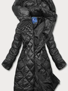 Čierna dlhá dámska prešívaná bunda (ag1-j9082b)