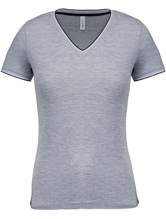 Kariban K 394 Dámske tričko s piké vzorom a výstrihom do V 20.K394 oxford grey/navy/white Kariban K 394 Dámske tričko s piké vzorom a výstrihom do V 20.K394 oxford grey/navy/white