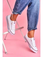 Damskie Klasyczne Trampki Białe Z Czerwoną Lamówką Ecoma