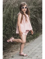 Lakierowane Sandałki Dziecięce Ozdobione Kwiatkami Różowe Tinette