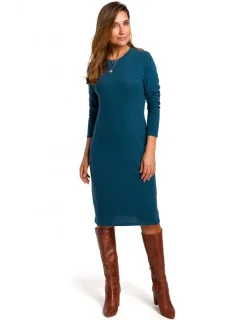 S178 Svetrové šaty s dlhými rukávmi - oceánsky modré