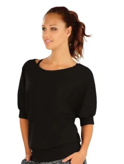 Dámske čierne tričko s 3/4 netopierím rukávom A6101 - Litex