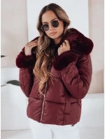 Dámska prešívaná krátka bunda s bordovou kožušinou FashionStreet TY5071 Dámska prešívaná krátka bunda s bordovou kožušinou FashionStreet TY5071