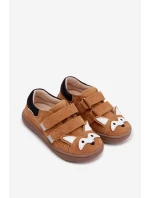 Kožené polobotky Barefoot dětské s motivem lišky Bartek 8600563 světle hnědé