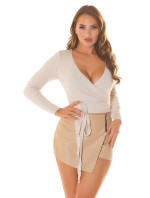 Sexy Koucla Crop Pullover Wrap-Look & V-Neck