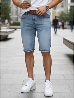 Pánske džínsové šortky s opaskom pred kolenom modré SX2579