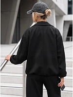 Krátka dámska medzisezónna bunda typu bomber bez kapucne, čierna, FashionStreet TY5958 Krátka dámska medzisezónna bunda typu bomber bez kapucne, čierna, FashionStreet TY5958
