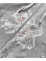 Šedá tepláková mikina s ozdobnou kvetinovou aplikáciou (58078)