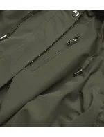 Khaki-limetková dámska bunda parka 2 v 1 (W702)