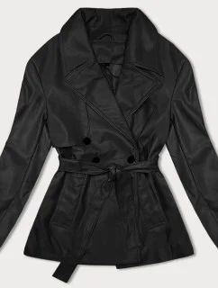 Krátky kabát z ekokože J Style čierny (11Z8102)