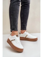 Sneakersy Damskie Na Platformie Panterka Białe Dravinnia