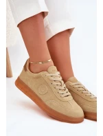 Zamszowe Sneakersy Damskie Big Star RR274849 HI-POLY SYSTEM Beżowe