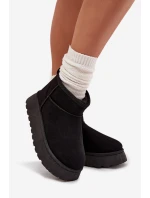 Śniegowce Damskie Na Platformie Ocieplane Futerkiem Czarne Vesirae