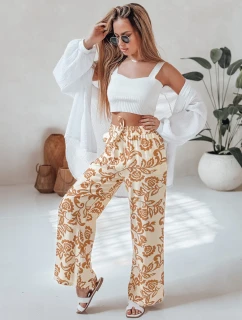 Dámske kvetinové nohavice LOVEGARDEN camel FashionStreet UY2657