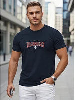 Pánske bavlnené tričko s nápisom, tmavomodré, FashionStreet NX5136R