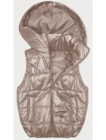 Puzdrová bunda bez rukávov s odnímateľnou kapucňou svetlo béžová (B8247-51)