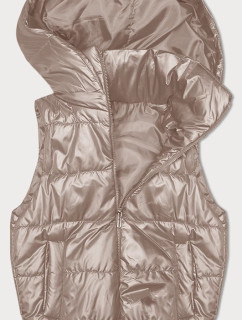 Svetlo béžová páperová vesta s odnímateľnou kapucňou (B8247-51)
