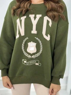 Bavlnená súprava, zateplená mikina + legíny khaki