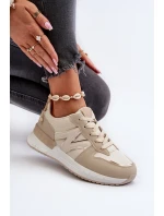 Sneakersy Damskie Z Eko Skóry Beżowe Kaimans