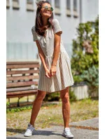 Dámske šaty M205 béžové pruhy - Infinite You