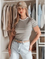 LINESS sivé pruhované dámske základné tričko FashionStreet RY2821 LINESS sivé pruhované dámske základné tričko FashionStreet RY2821