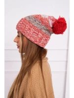 Pola fleecová čiapka K267 červená + svetlo béžová