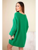 Dámska plus size vlnená sukňa s výstrihom do V zelená
