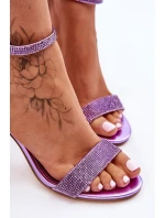 Damskie Sandały Na Szpilce Z Dżetami Fioletowe Perfecto
