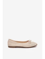 Baleríny S Pletením A Mašlí Ecru Belirra