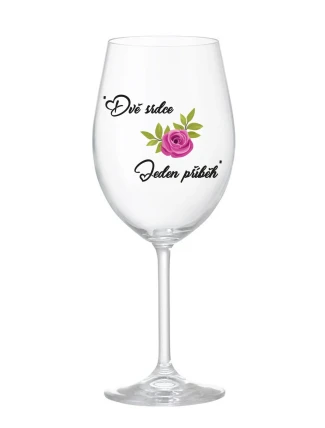 DVĚ SRDCE, JEDEN PŘÍBĚH - čirá sklenice na víno 350 ml