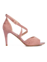 Moderné dámske sandále ružovej farby na ihlovom podpätku