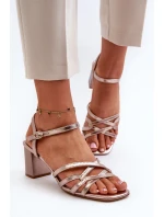 Sandały Damskie Na Słupku Sergio Leone SK065 Złote