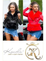 Dámska sexy koženková bunda z umelej kožušiny J930 Červená - In-Stylefashion