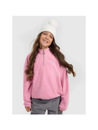 Oversize 4FHrejivý fleece so stojacím golierom dievčatá 4F 4FJRAW25TFLEF441-54S