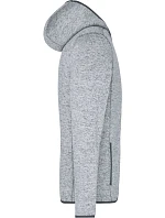 Daiber JN 589 Pánska pletená fleecová bunda s kapucňou 02.0589 light melange/carbon