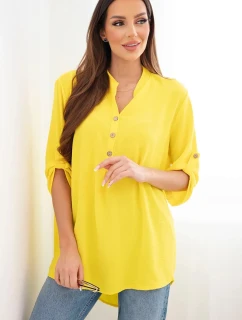Blúzka s dlhším zadným dielom tmavo žltá
