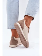 Skórzane Buty Sportowe Damskie Laura Messi 2935 Beżowe