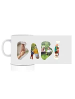 Personalizovaný klasický biely keramický hrnček s objemom 300 ml s nápisom „mama/tata/babička/dedko“ na základe fotografií