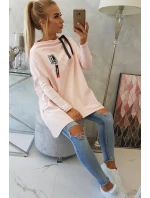 Oversize mikina s asymetrickými bokmi púdrovo ružová