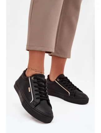 Damskie Sneakersy Z Eko Skóry Big Star SS274025 Czarno-Złote