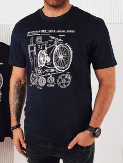 Pánske tmavomodré tričko s potlačou FashionStreet RX5396