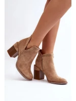 Dámske členkové topánky na podpätku A5729 / 192675 Beige - Bella Paris Dámske členkové topánky na podpätku A5729 / 192675 Beige - Bella Paris