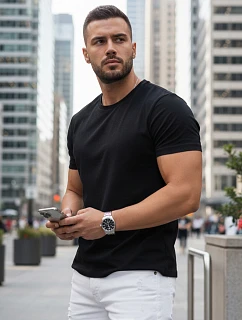 Pánske klasické čierne tričko FashionStreet RX5670