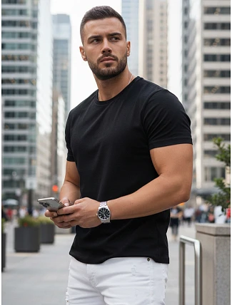 Pánske klasické čierne tričko FashionStreet RX5670