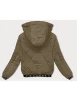 Prešívaná bunda v olivovej farbe s ozdobnými sťahovacími lemami (16M9085-84) Prešívaná bunda v olivovej farbe s ozdobnými sťahovacími lemami (16M9085-84)