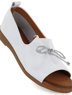 Dámske kožené topánky s otvorenou špičkou biele Cambell 19388