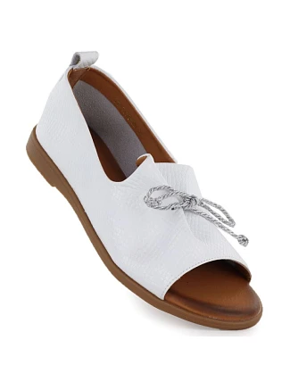 Dámske kožené topánky s otvorenou špičkou biele Cambell 19388