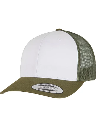 Flexfit 6606CF 6-panelová čiapka typu Trucker 55.06CF machovo zelená/biela/olivová Flexfit 6606CF 6-panelová čiapka typu Trucker 55.06CF machovo zelená/biela/olivová